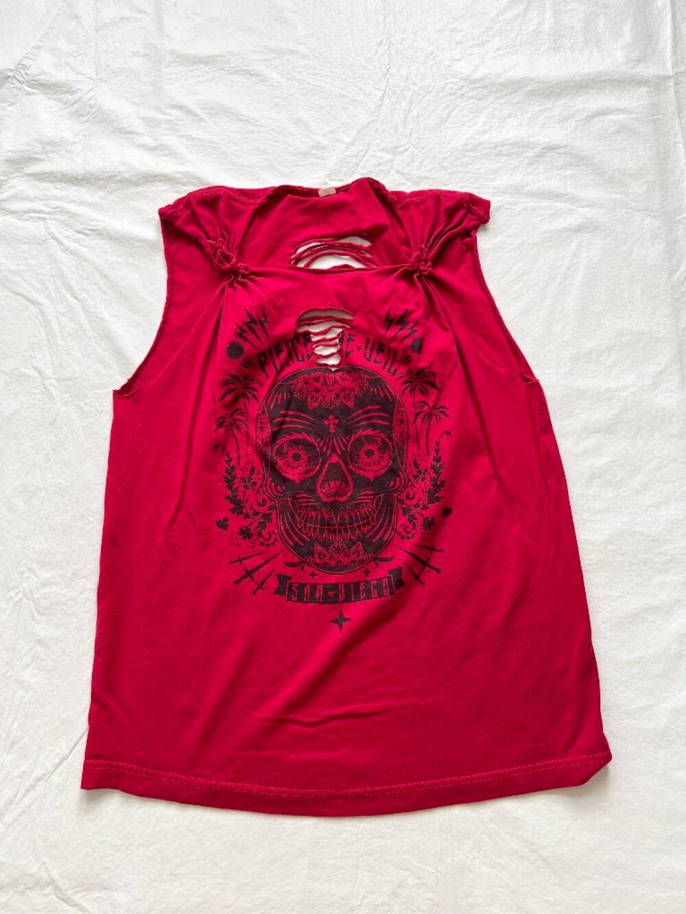 Pierce The Veil T-Shirt tank Calavera red cut tank top slotted large skull